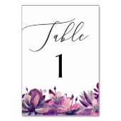 Elegant waterverf paarse florale script bruiloft kaart (Achterkant)