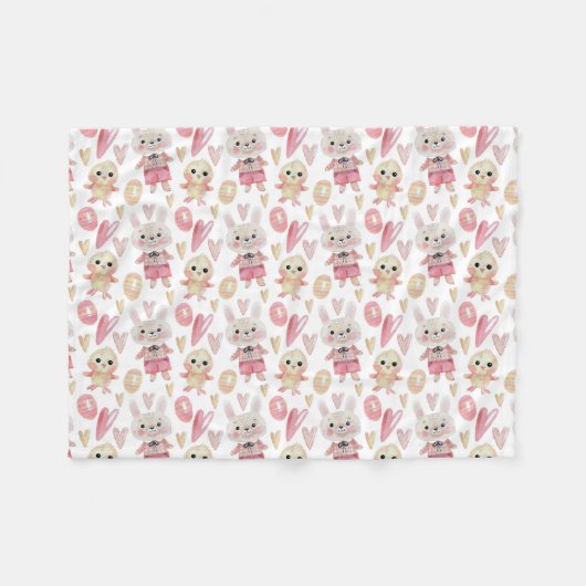 Elegant Waterverf paaspatroon | Fleece Blanket (Voorkant (Horizontaal))