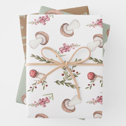 Elegant Waterverf paddenstoel Baby shower Inpakpapier Vel (In situ)