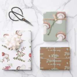 Elegant Waterverf paddenstoel Baby shower Inpakpapier Vel