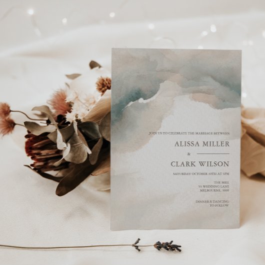 Elegant Waterverf Painterly Abstract Wedding Kaart