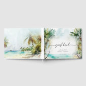 Elegant Waterverf Palm Tree Beach Vrijgezellenfees Gastenboek (Volledig)