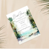 Elegant Waterverf Palm Tree Beach Vrijgezellenfees Kaart