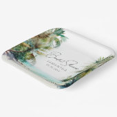 Elegant Waterverf Palm Tree Beach Vrijgezellenfees Papieren Bordje (Gebogen)