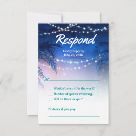 Elegant Waterverf Palm Tree Beach Weddenschap RSVP Kaartje