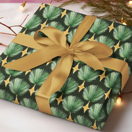 Elegant Waterverf Palmblad Kerstpatroon Cadeaupapier