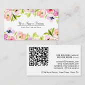 Elegant Waterverf Pansies Feminine QR-code Visitekaartje (Voorkant / Achterkant)