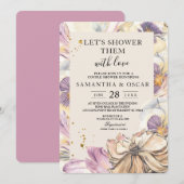 Elegant Waterverf Pansy & Purple Flowers Kaart (Voorkant / Achterkant)