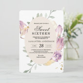 Elegant Waterverf Pansy & Purple Flowers Lijst Kaart (Staand voorkant)