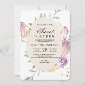 Elegant Waterverf Pansy & Purple Flowers Lijst Kaart (Voorkant)