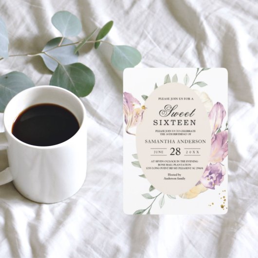 Elegant Waterverf Pansy & Purple Flowers Lijst Kaart