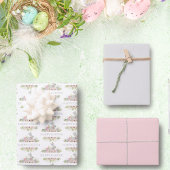 Elegant  Waterverf Pasen Bunny Gray Pink Inpakpapier Vel