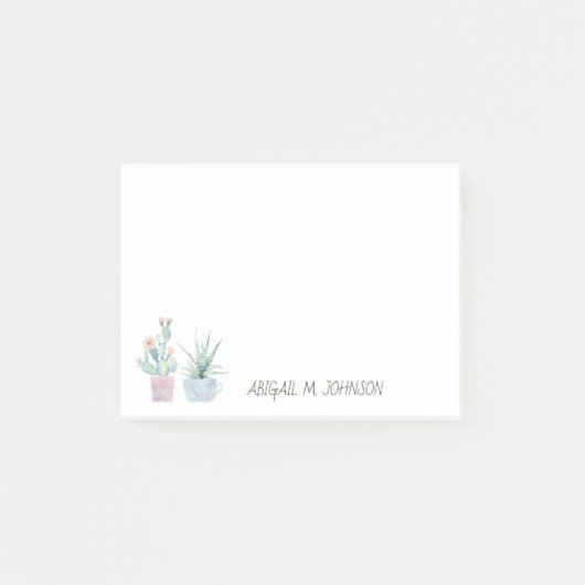 Elegant Waterverf Pastel Cactus Succulent Post-it® Notes (Voorkant)
