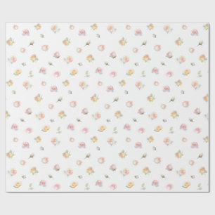 Elegant Waterverf Pastel Roze Blosems Rozen Patroo Cadeaupapier