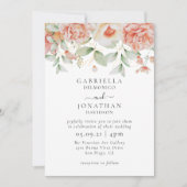 Elegant Waterverf Peach Floral Border Wedding Kaart (Voorkant)