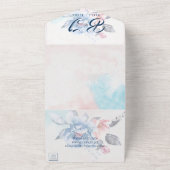 Elegant Waterverf Peach Floral Script Weddenschap All In One Uitnodiging (Buitenkant)