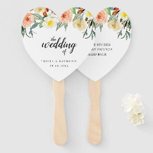 Elegant Waterverf Peach Floral Wedding Handwaaier