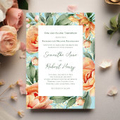 Elegant Waterverf Peach Floral Wedding Kaart