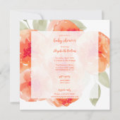 Elegant Waterverf Peach Peonies Baby shower Kaart (Voorkant)