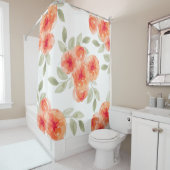 Elegant Waterverf Peach Peonies Floral Douchegordijn (In situ)