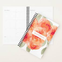Elegant Waterverf Peach Peonies Floral Planner