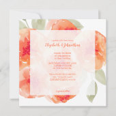 Elegant Waterverf Peach Peonies Floral Wedding Kaart (Voorkant)