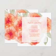 Elegant Waterverf Peach Peonies Floral Wedding