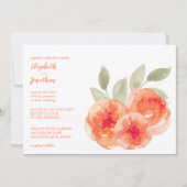 Elegant Waterverf Peach Peonies Floral Wedding Kaart (Voorkant)