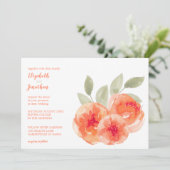 Elegant Waterverf Peach Peonies Floral Wedding Kaart (Staand voorkant)