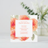Elegant Waterverf Peach Peonies Floral Wedding Kaart (Staand voorkant)