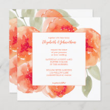 Elegant Waterverf Peach Peonies Floral Wedding