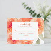 Elegant Waterverf Peach Peonies Floral Wedding RSVP Kaartje (Staand voorkant)