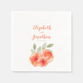 Elegant Waterverf Peach Peonies Floral Wedding Servet