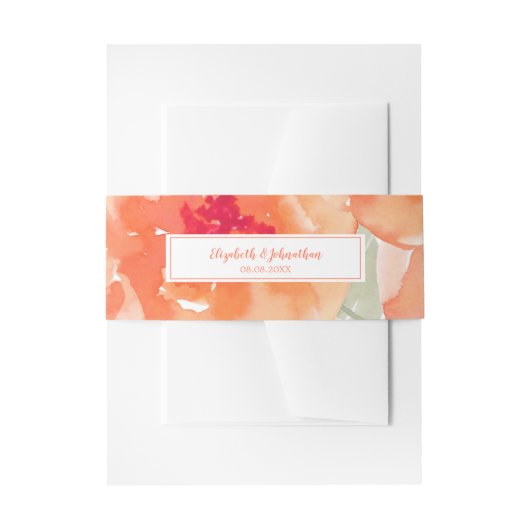 Elegant Waterverf Peach Peonies Floral Wedding Uitnodigingen Wikkel (Voorkant Voorbeeld)