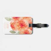 Elegant Waterverf Peach Peonies Monogram Label Bagagelabel (Achterkant horizontaal)