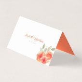 Elegant Waterverf Peach Peony Wedding Table Cards Visitekaartje (Achterkant)
