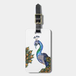 Elegant Waterverf Peacock Bagagelabel
