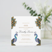 Elegant Waterverf Peacock Birthday Kaart (Staand voorkant)