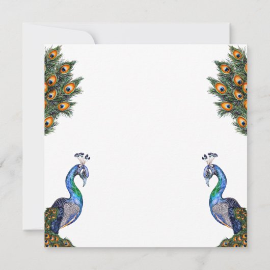 Elegant Waterverf Peacock Birthday Kaart (Achterkant)