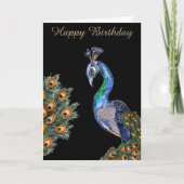 Elegant Waterverf Peacock Birthday Kaart (Voorkant)