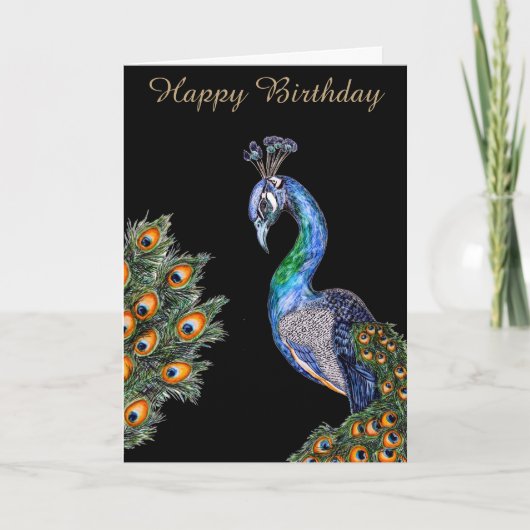 Elegant Waterverf Peacock Birthday Kaart (Voorkant)