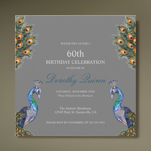 Elegant Waterverf Peacock Birthday Kaart