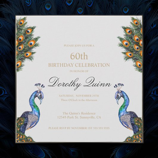 Elegant Waterverf Peacock Birthday Kaart