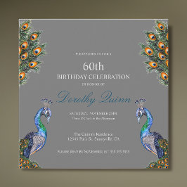 Elegant Waterverf Peacock Birthday Kaart