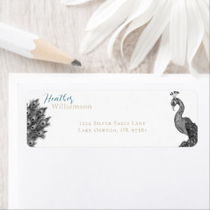 Elegant Waterverf Peacock Etiket
