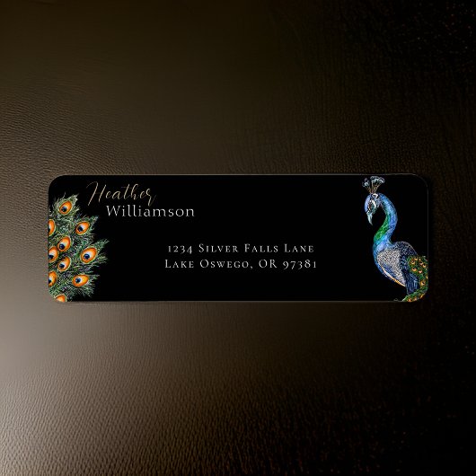 Elegant Waterverf Peacock Etiket