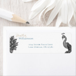 Elegant Waterverf Peacock Etiket