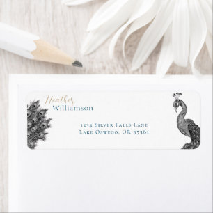 Elegant Waterverf Peacock Etiket