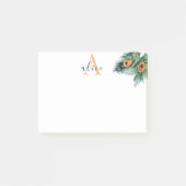 Elegant Waterverf Peacock Feather Monogram Post-it® Notes (Voorkant)