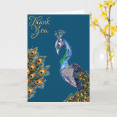 Elegant Waterverf Peacock Hartelijk dank Kaart (Gele Bloem)